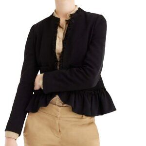 J.Crew The Going Out Blazer Black Ruffled Peplum Hook And Eye Size 6